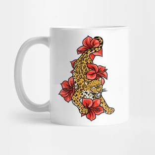 Jaguar With Jungle Flowers Mug